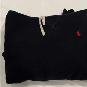 Polo by Ralph Lauren Men's Black Crewneck Sweater with Red Emblem
